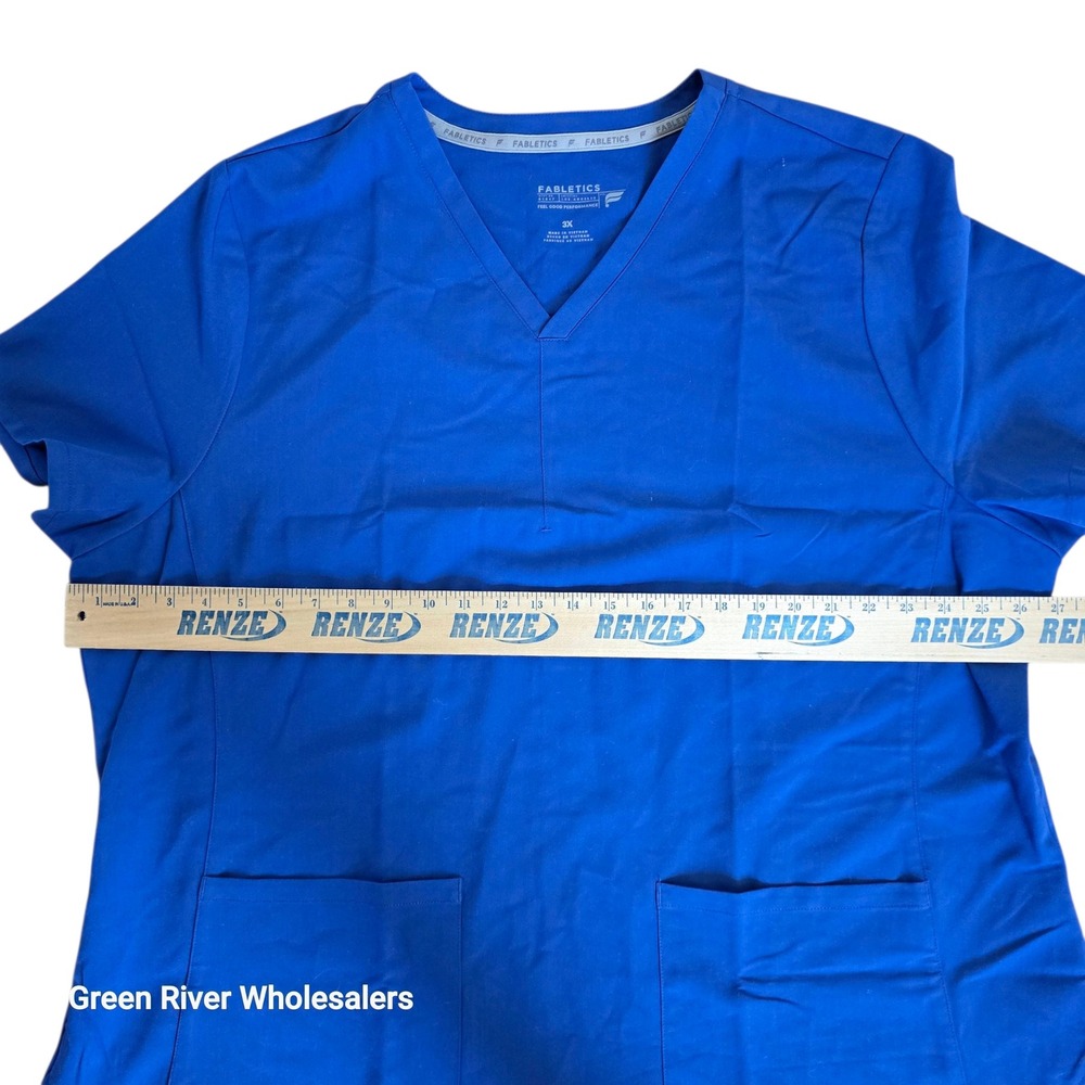 Fabletics Scrub Top 3X‎ Bright Blue Medical Nursing Uniform Healthcare - Picture 4 of 6